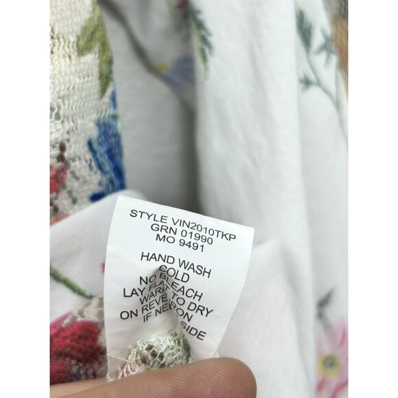 Fig and Flower Anthropologie Floral Blouse Petite Large Sheer Multicolor - Picture 8 of 8